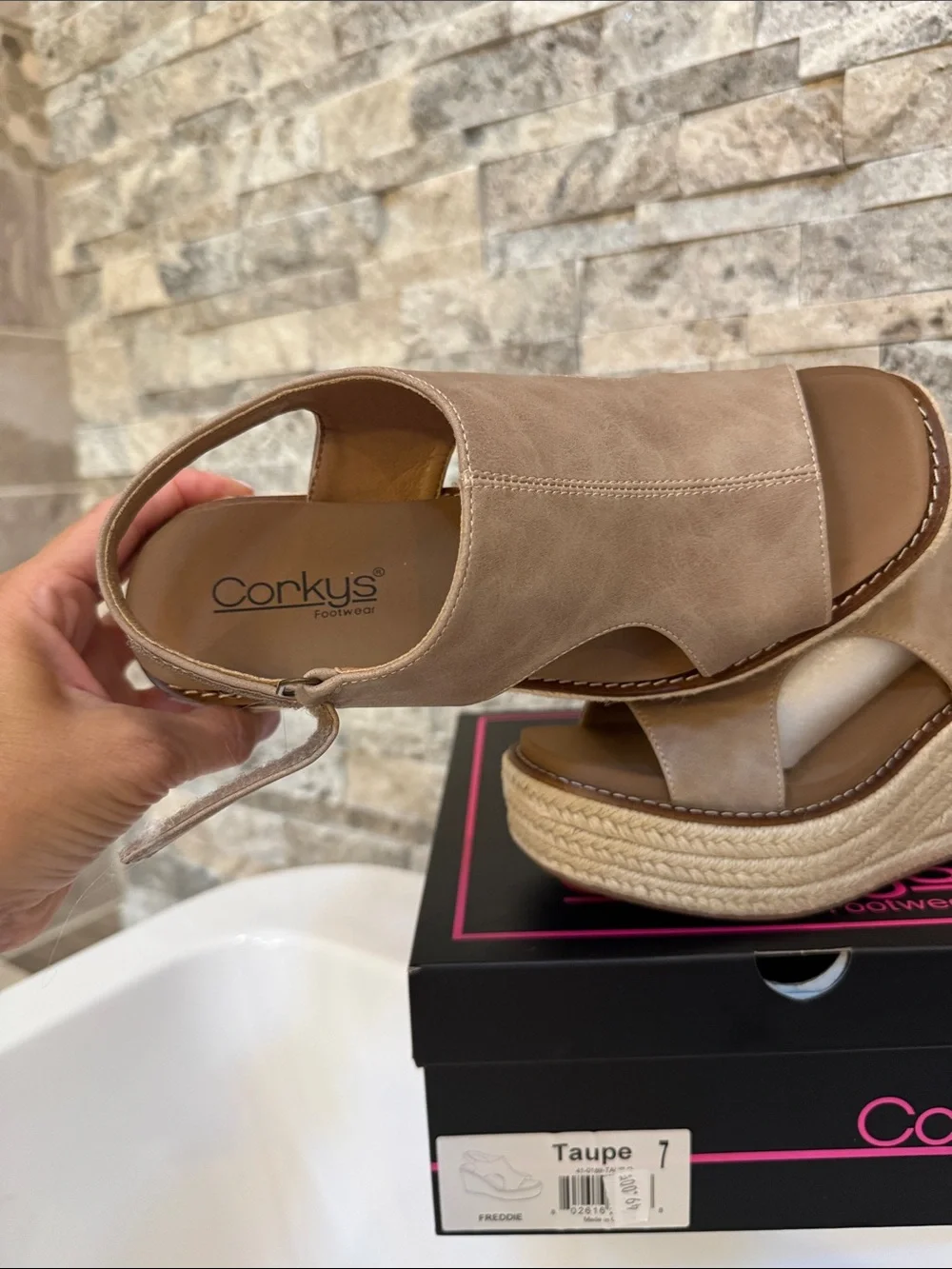 Corkys Taupe Espadrille Platform Wedges